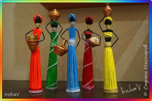 How to Make African Doll from Newspaper Tubes - Art 