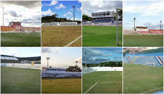 Estádios da Série A2 de 2016: Vianão, Luiz de Brito, Gileno de Carli e José Vareda; Áureo Bradley, Paulo Petribu, Ferreira Lima e Carneirão