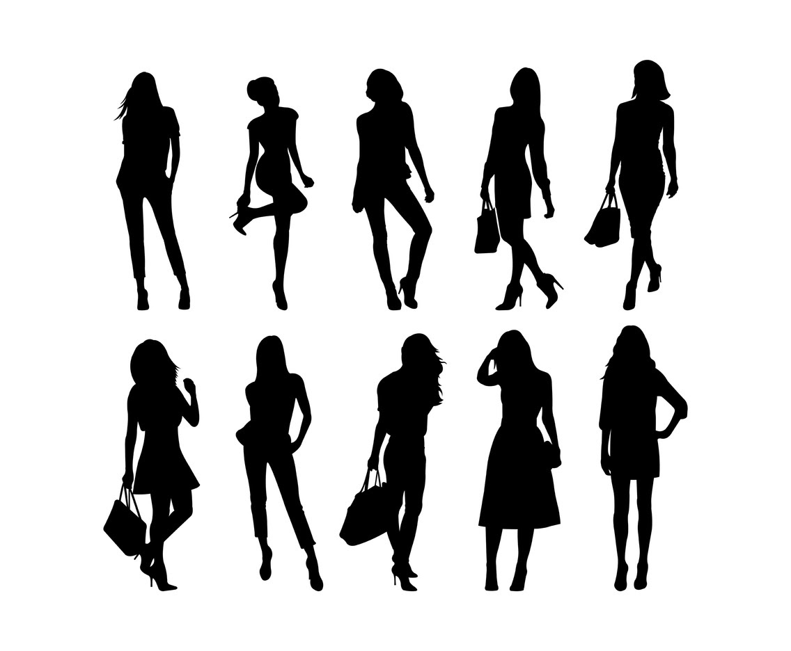 Download Set Of Woman Silhouettes Vector Vector Art & Graphics ...