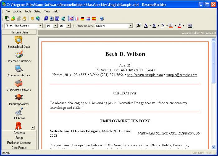 ... Sarmsoft Resume Builder v4.5 Gratis Completo con Serial y Crack Full
