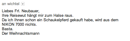 eMail vom Weihnachtsmann