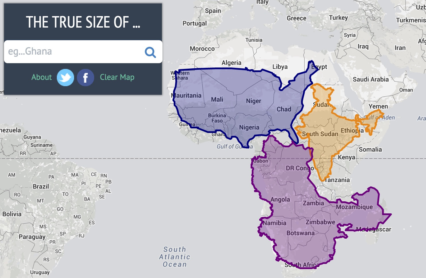World Map With Actual Sizes