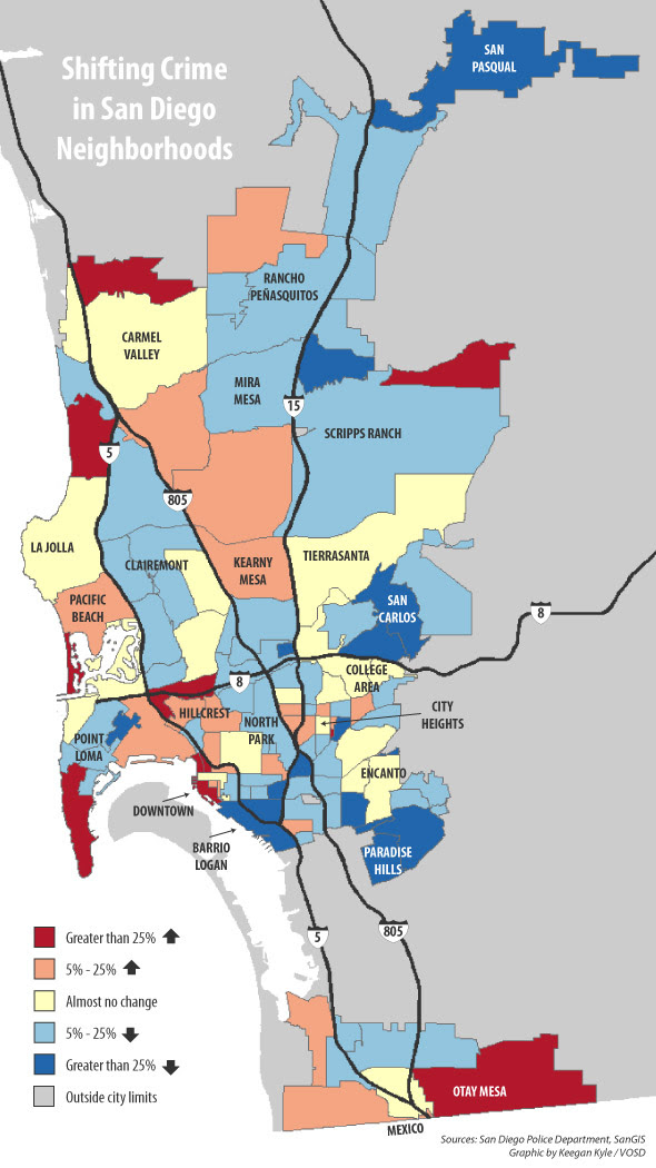 San Diego Neighborhoods Map Map: Shifting Crime in San Diego Neighborhoods — Voice of San Diego