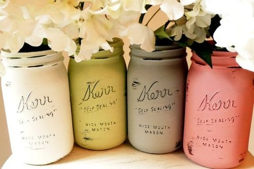 Cute effect - use chalk paint on canning jars then slightly sand the raised print.