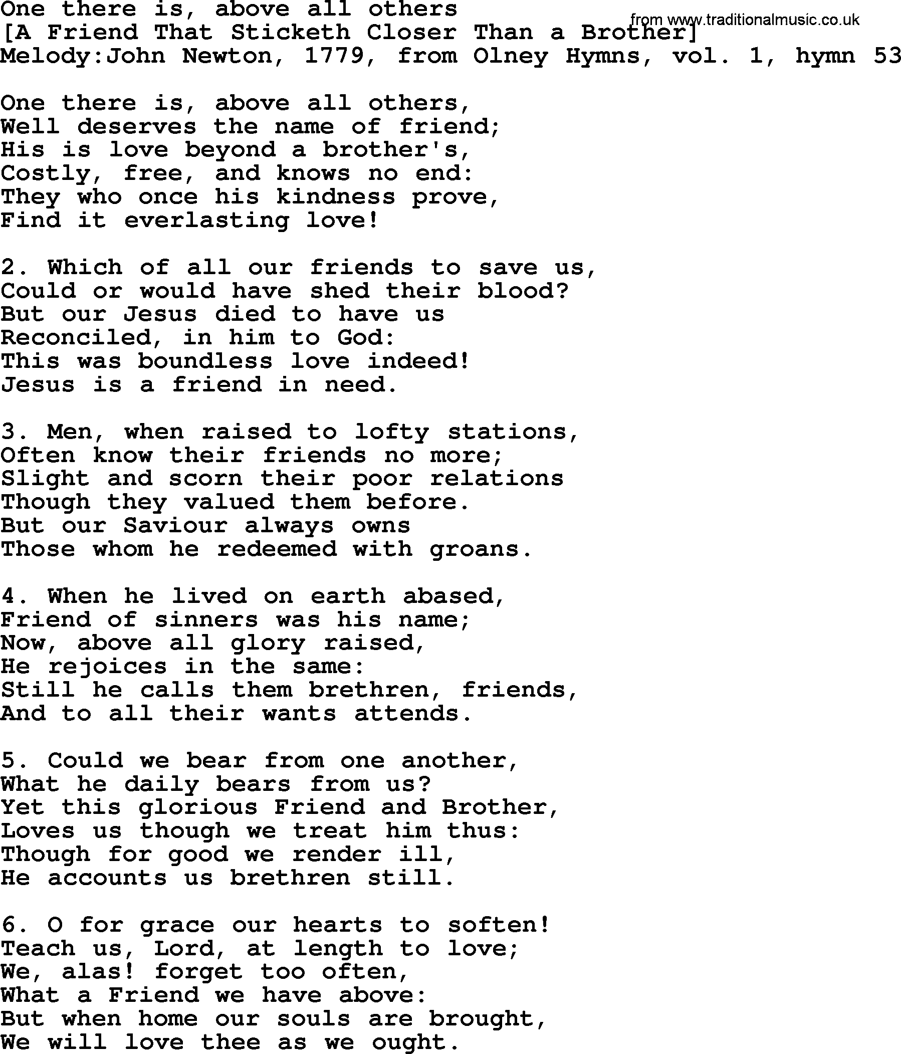 Old English Song Lyrics For One There Is Above All Others With Pdf