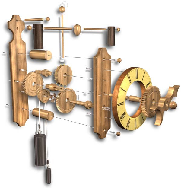 Wood Gear Clock With Authentic Single Hour Hand