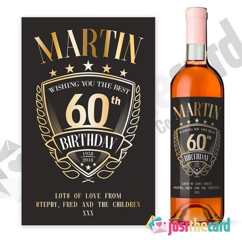Personalised 60th Birthday Wine Label GIft Party Supplies ...