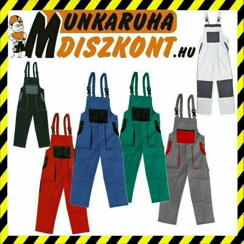 EMIL Kék/Fekete Kertésznadrág, pamut, térderősítéssel, 6 zseb