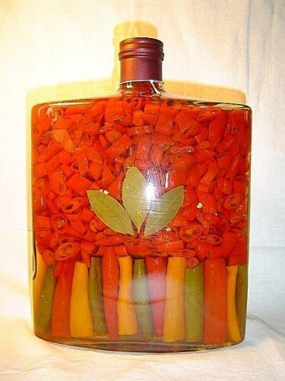 Decorative bottle with vegetables for the kitchen decor 