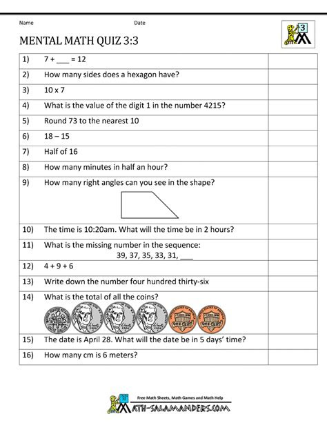 With the help of engaging math practice worksheets, you can make math fun and help your students develop their math skills. mental math 3rd grade
