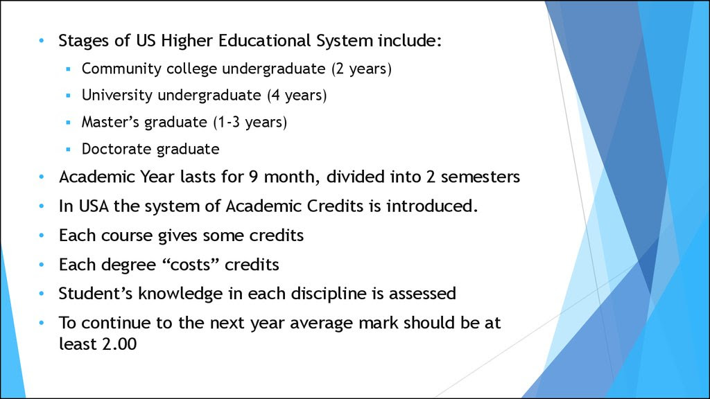 Higher Education System in the USA - презентация онлайн