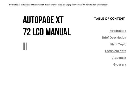 Reading Pdf AUTOPAGE XT 72 MANUAL Audible Audiobook PDF