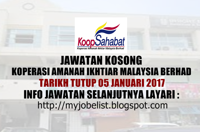 Jawatan Kosong Koperasi Amanah Ikhtiar Malaysia Berhad 2017