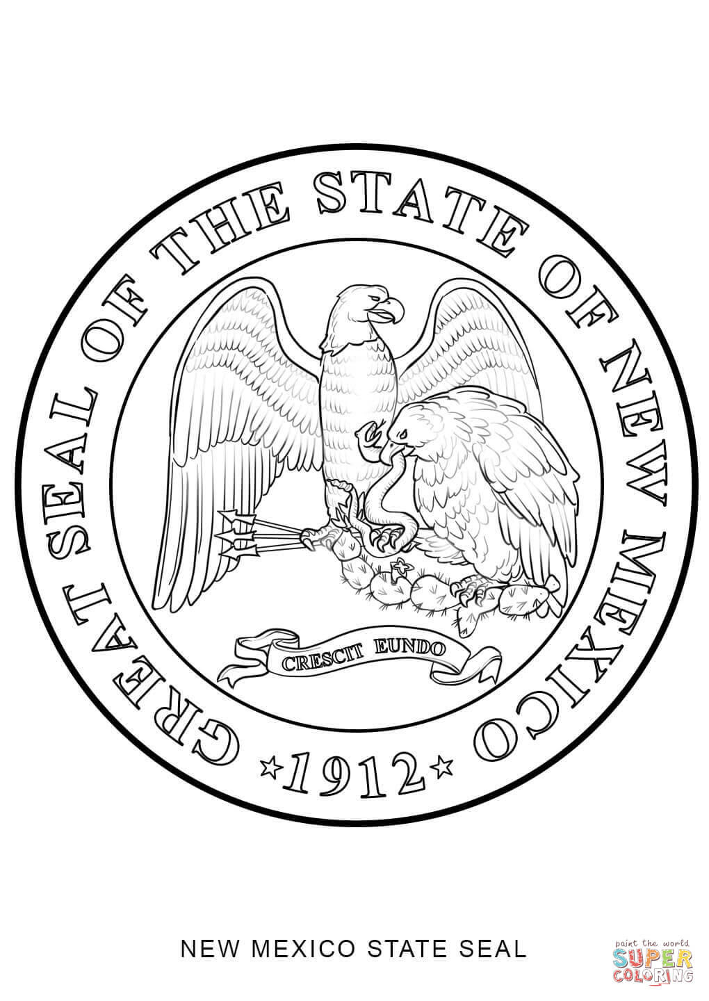 the New Mexico State Seal coloring pages