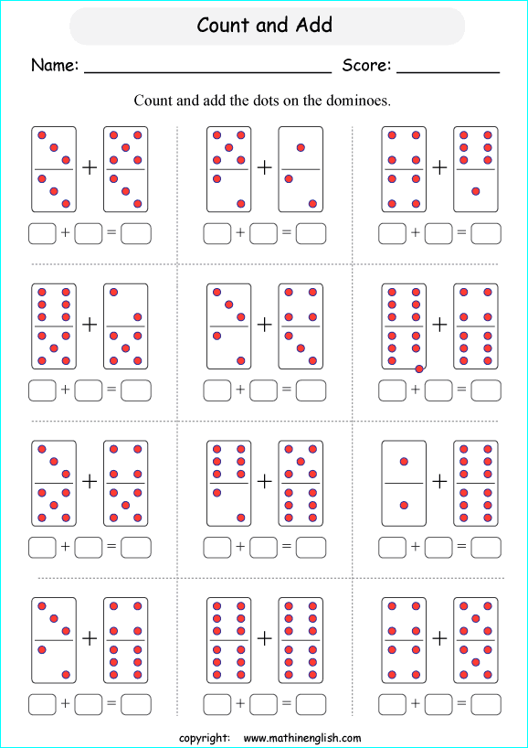 Add the dots on both sides on 2 domino stones. Grade 1 math addition ...