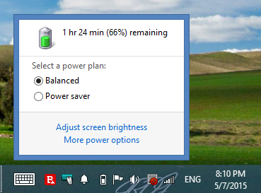 To extend laptop's battery lifespan, try to keep the battery meter between 40% and 80%.