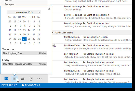 Thêm và hủy bỏ ngày nghỉ vào Lịch trong Outlook 2013