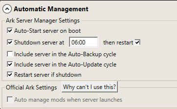 Auto Update Cycle Ark Server Manager