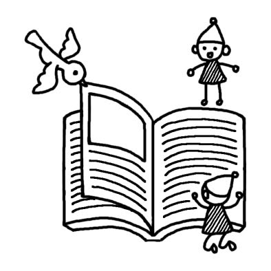 本の妖精 読書週間 秋の行事 学校 無料 白黒イラスト素材