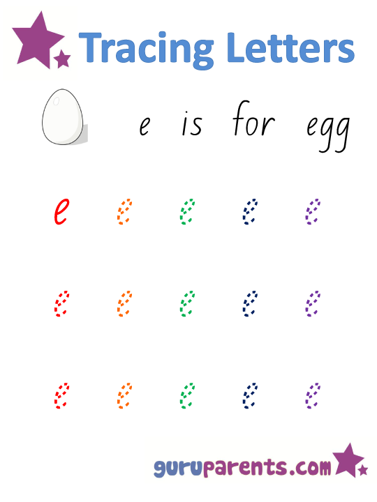 Letter E Worksheets | guruparents