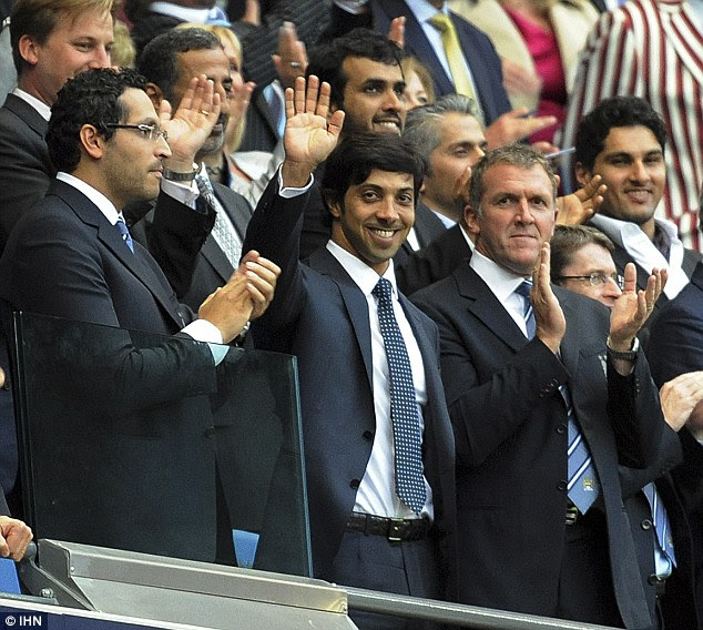Sheikh Mansour bin Zayed bin Sultan Al Nahyan on his first visit to the Etihad Stadium