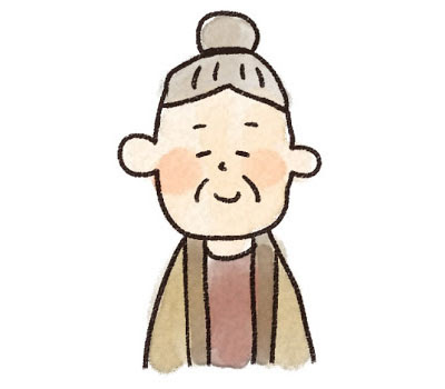 フリー素材 やさしい表情がリラックスした雰囲気のおばあちゃんのイラスト 敬老の日のデザインに