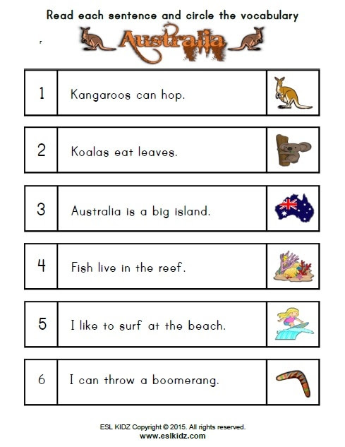 australia worksheets