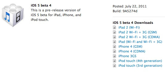 iOS 5 beta 4