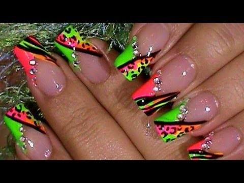 Bright Neon Animal Print PARTY NAILS !!! 