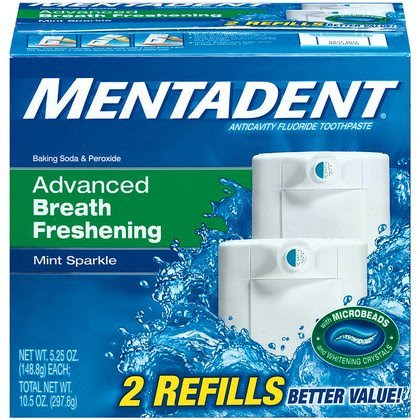 Mentadent Advanced White 1 oz. Refills Count Bed