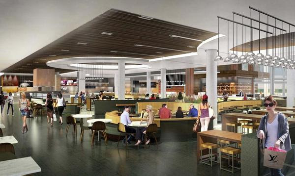 An artist's rendering of what the new dining terrace at Westfield Valley Fair will look like.