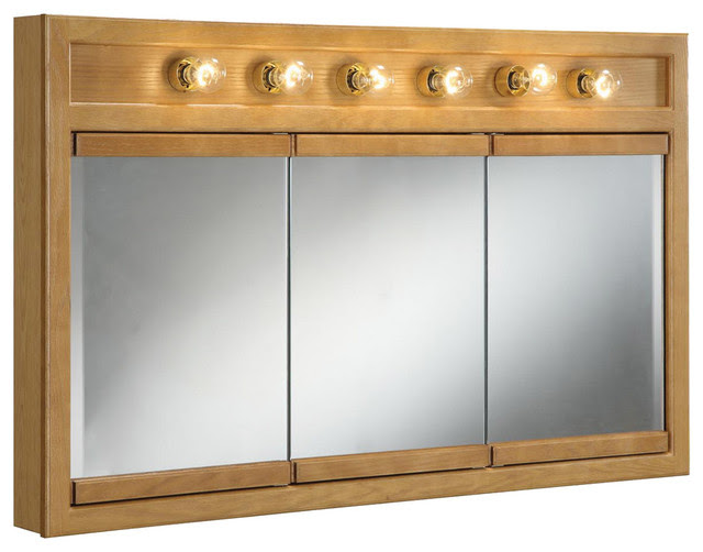 Richland 48" 6-Light Tri-view Medicine Cabinet Nutmeg Oak ...