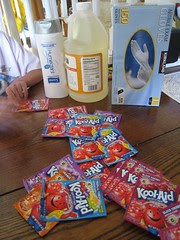 Materials: Kool Aid, Gloves, Vinegar, Conditioner