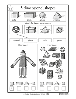 1st grade math worksheets recognizing 3 d shapes greatschools