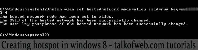 Creating the hotspot in windows 8