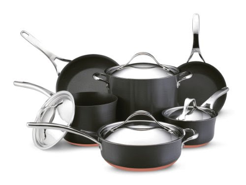 Anolon Nouvelle Copper Hard Anodized Nonstick 10-Piece Cookware Set 