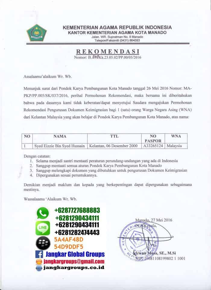 IZIN BELAJAR WNA DARI KEMENAG - Jangkar Groups  Jasa 