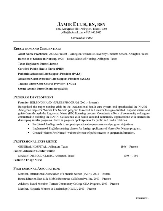 Nurse CV Example