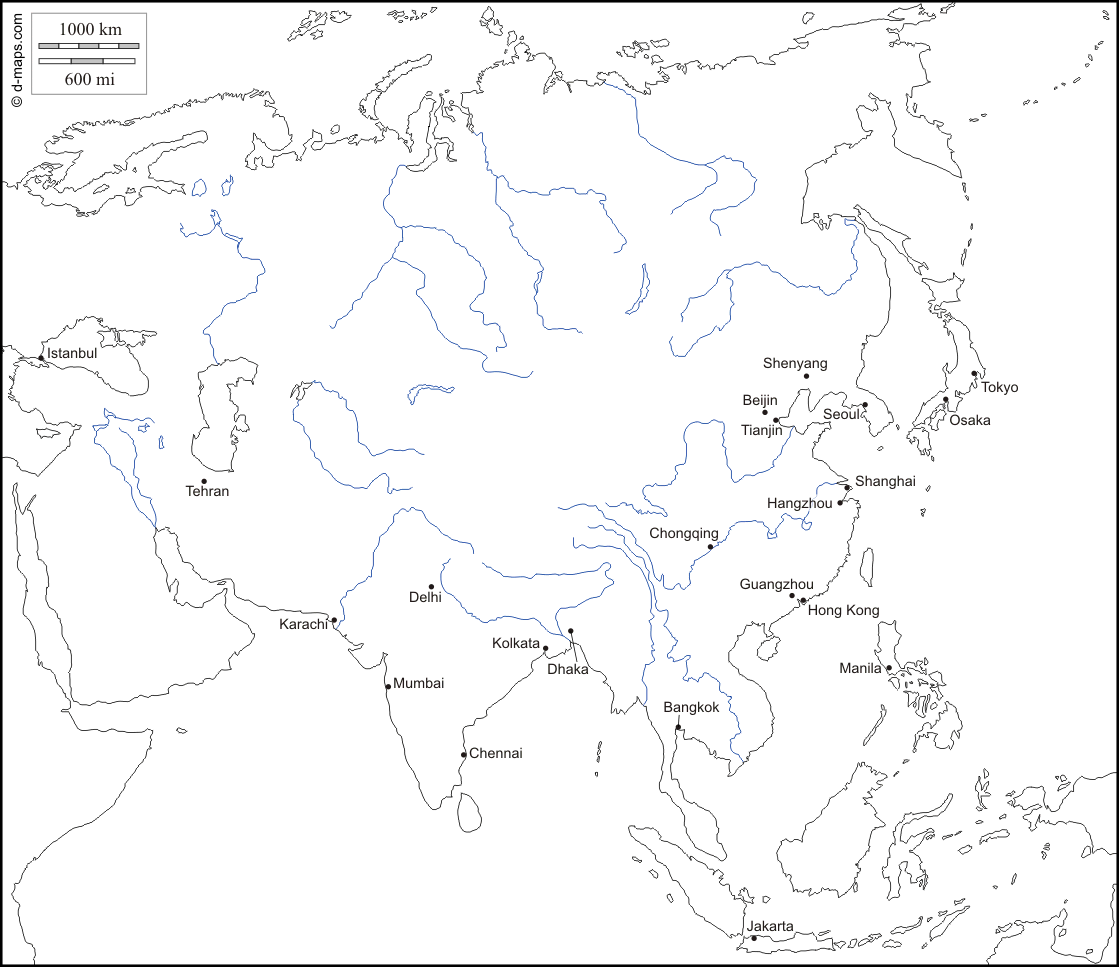 Cartina Asia Bianca