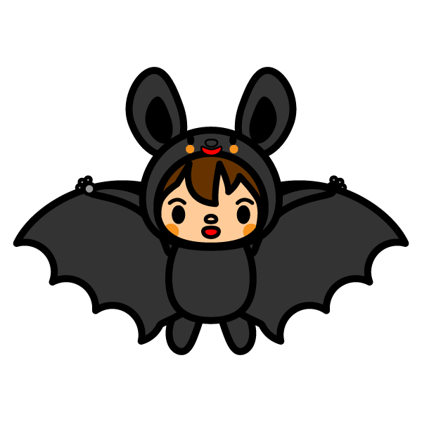 かわいいコウモリの着ぐるみの無料イラスト 商用フリー オイデ43