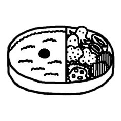 お弁当2 お弁当 料理 ミニカット 無料 白黒イラスト素材