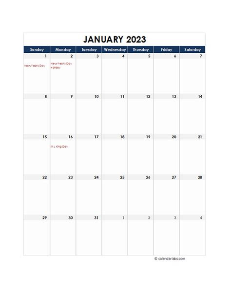  free printable calendar 2023 monthly