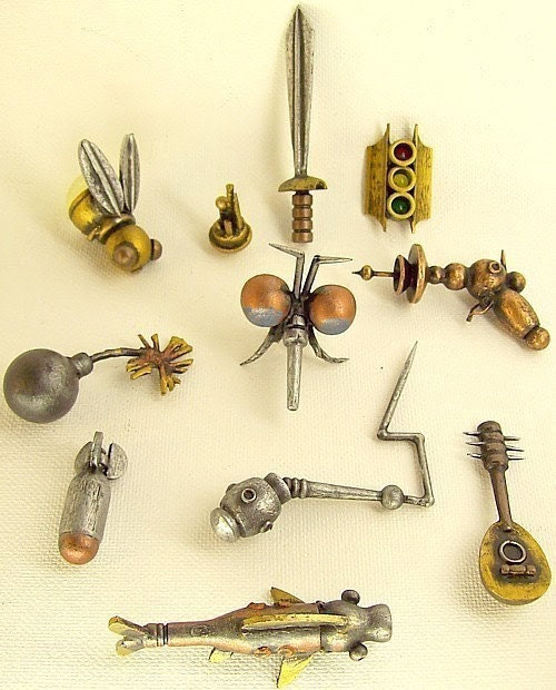 Franny Firefly the Robot Lightening Bug Wood Pendant Ornament Dangle