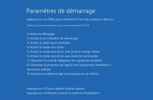 Redémarrer Windows 10 en mode sans échec