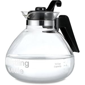 Medelco  12-Cup Glass Stovetop Whistling Kettle