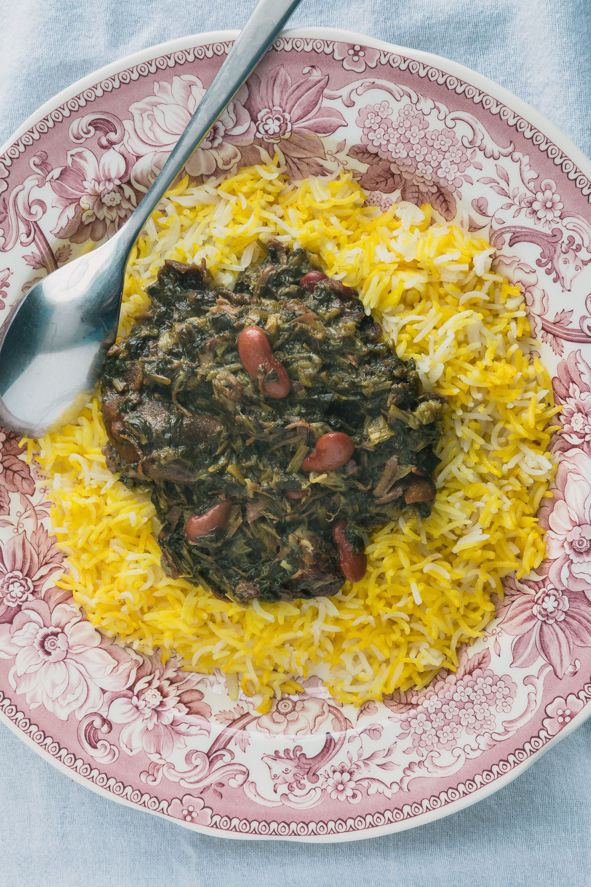 Ghormeh Sabzi with Saffron Rice & Tahdig (crispy rice) | THE ROAD TO HONEY