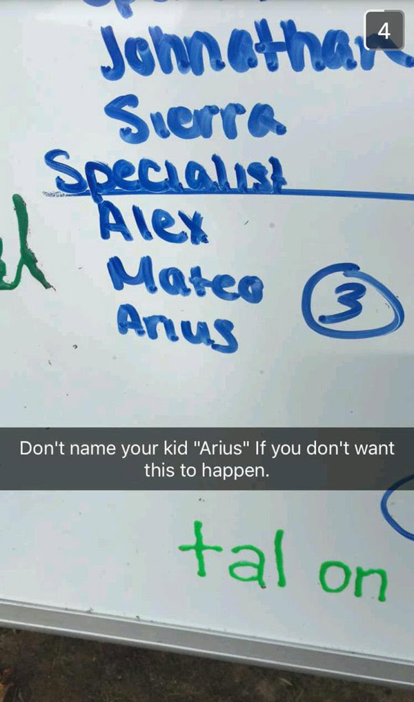 Just a tip for parents considering original names for their kids...