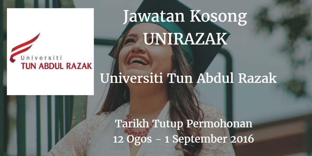 Jawatan Kosong UNIRAZAK 12 Ogos - 1 September 2016