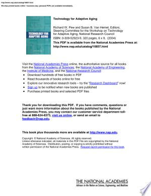 Get Download Technology for Adaptive Aging Book PDF