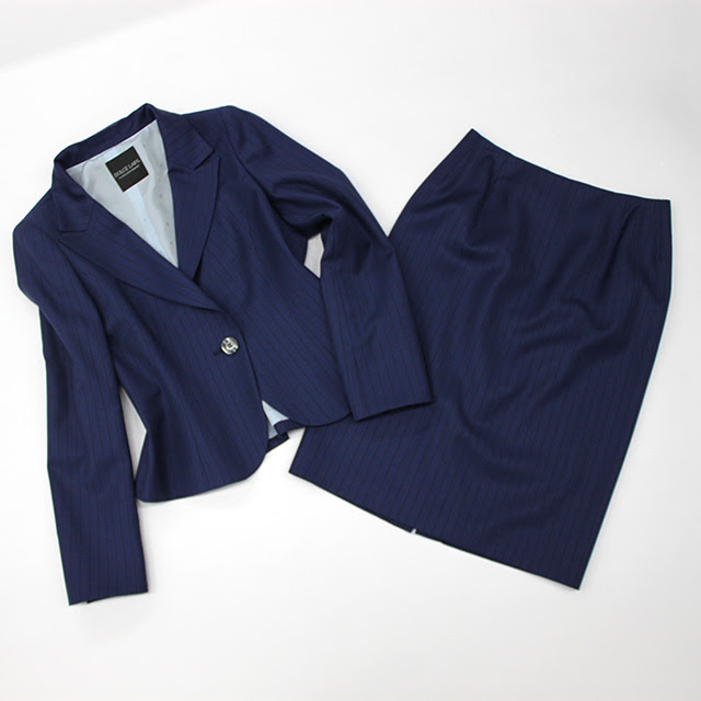 スカートスーツ 明るめネイビーストライプ Br Blue Striped Skirt Suit オリジナル制服 レディーススーツ メンズスーツ Charalist
